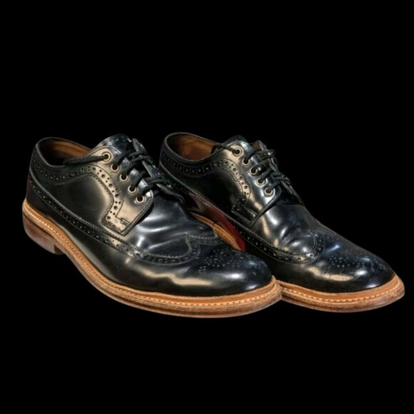 Grenson Sid Men's Black Hi Shine Heritage Leather Brogue Wingtip - Picture 1 of 7
